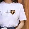 Zogankin kvinna svart t-shirt sommar ny mode leopard högklackat kortärmad tryck kläder damer grafiska toppar kvinnliga kläder x0628