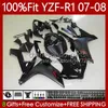 100% Fit OEM Codework для Yamaha Moto YZF-R1 YZF-1000 YZF R 1 1000 CC 07-08 Body 91NO.48 YZF плоский черный R1 1000CC YZFR1 07 08 YZF1000 2007 2007