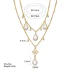 Boemian Gold Color Layered Halsband Vatten Drop Crystal Stone Pendant Chockers Women Jewelry Chokers
