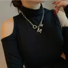 Collier court avec chaîne épaisse de Style Punk Hip Hop pour femme, pendentif avec lettre M, mode coréenne, bijoux tendance, chaînes de pull, 2021