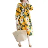 Women Winter Spring Floral A-Line Dress Ladies Flared Sundress Long Sleeve Female Girls Casual Swing Beach Dresses