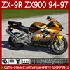 Комплект обтекателей для Kawasaki Ninja Golden Black ZX-9R ZX 9R 9 R 900 CC ZX9 R ZX9R 94 95 96 97 Boodwork 100no.72 ZX900 900CC ZX-900 1994 1995 1996 1997 ZX900C 94-97 OEM MOTO BUDER