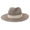 Breda randen hattar 2021 Högkvalitativ designer Sun Visor Hat For Women Men Elegant Panama Beach Summer Straw Whole8621426