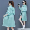 Women's Trench Coats Women's Sun Protection Clothing Mid-Length 2022 Summer Thin White Coat Female Windbreaker Lace-Up Lady Beachwear