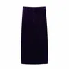 Kvinnor Pläterad Design Sida Slit Velvet Midi Skirt Casual Kvinna Loose Streetwear Ladies P1956 210430