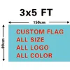 Großhandel Digitaldruck Single Layer Polyester Custom Design Flag 3x5ft mit zwei Messingzeilen
