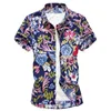 Loldeal Camicia casual slim fit stampata da uomo Camicie da spiaggia Camisa Masculina floreale in cotone Taglie forti 7XL