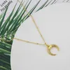 Подвесные ожерелья Линда Круглая цепь бусинок, полная циркона маленькое лунное колье для моды, золото, покрытое бесцветными легкими роскошными украшениями