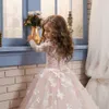 Gold Sequin Toddler Ball Gowns Girls Pageant Jewel Long Tails Formella barnfestklänning Flower Girl Dresses For Weddings 403