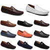 Fashions Leather Doudou Mężczyźni Casual Driving Buty Oddychające Soft Sole Light Tan Blacks Navys Whites Blues Silver Yellow Grey Footwear All-Match Lazy Transgrani