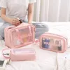 Translucent Frosted Cosmetic Bag Portable Large Capacity Zipper Toiletry Pouch Waterproof Makeup Organizer Storage Package