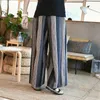 Pantalon homme 2022 Style chinois coupe ample et confortable coupe longue rayé respirant lin droit