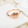 Topp C Pure 925 Sterling Silver Jewelry for Women Camellia Rose Rings Diamond Wedding Jewelry Engagement Rose Gold Flower Luxury