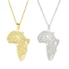 Colore argento Colore oro Mappa Africa con bandiera Collane a catena con ciondolo Mappe africane Gioielli per donna Uomo Catene293t