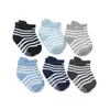 Chaussettes pour enfants de 0 à 5 ans, chaussettes bateau en coton rayé de couleur unie, douces et confortables, vente en gros