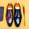جلد مريح جلد رسمي أحذية الرجال الزفاف الأعمال البروغ أكسفورد الأحذية جلد طبيعي أسود رئيس رئيس رجل اللباس الحذاء