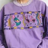 Vrouwen hoodies paars herfst ronde hals jonge meisjes vrouwelijke gedrukte kleding losse schattige truien sweatershirts oversize 210910