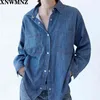 Automne Femmes Denim Chemises Style Boyfriend Surdimensionné Longue Mode Jeans Tops Streetwear Bouton Down Haute Qualité 210520