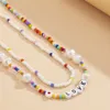 Boho Baroque Perle Lettre Colliers pour Femmes Chaîne De Mariage Perlé Clavicule Chaîne Courte Ras Du Cou Esthétique Y2k Bijoux