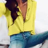 Ladies Office Shirts Fashion Casual Solid Color Tops Sexy Buttons Long Sleeve Blouse New Spring Women Chiffon White Shirt 210422