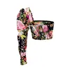 Vintage Women Floral Print Shirts Fashion Ladies Slash Neck Tops Streetwear Female Chic Asymmetric Slim Blouses 210430