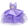 Baby Girls Dress Embroider Cake Layered Elegant Princess Dress Kids Dresses for Girls Carnival Party Ball Gown Barnkläder Q0716