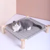 Cat Beds & Furniture MySudui Detachable Elevated Pet Bed House Durable Wood Canvas Sleeping Puppy Hammock Radiator Lounger Gatos Mascotas