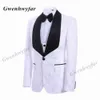 Gwenhwyfar Mens Wedding Suits 2021 Italian Design Custom Made White Moon Jacquard Tuxedo Jacket 3 Piece Groom Terno Party Suit X0909