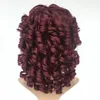 Hot Selling Fashion Bob Curly Hair Short Rihhna Wine Red Wavy Wig Simulation Brasilian Human Hair Wigs Y Demandfactory Direct