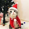 Komik Noel Giysileri Sıcak Pet Köpek Kedi Giysileri Noel Baba Kırmızı Eşarp Şapka Geyik Kafası Sevimli Köpek Pelerin Kedi Kostüm Ev Dekorasyon