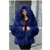 レディースファッションソリッドカラーフェイクの毛皮のジャケットカジュアル厚い厚い冬の暖かさの緩いコートジャケット女性の服トップス