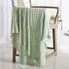 Couverture tricotée en bambou rafraîchissante d'été, couvre-lit rose vert gris pour climatiseur de bureau, couette de sieste, drap de lit en bambou