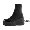 Winter Stiefeletten Frauen Echtes Leder Plattform Keil High Heel Kurze Runde Kappe Schuhe Dame Herbst Größe 34-39 210517