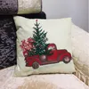 Kussen/decoratief kussen rode truck kerstboompatroon kussen kussen cover sofa case home decoratief 45x45cm fundas de cojin t319