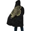Men's Trench Coats Hooded Cloak Polynesian Flower Tattoo 3D Printing Winter Fleece Unisex Casual Thicken Warm H028 Viol22