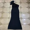 Free Sipping One Shoulder Women Dresses Sexy Sleeveless Ruffles Black Bodycon Split Dress Evening Club Party 210524