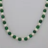 7-8mm Biały Natural Pearl Colokalizacja 8mm Green Onyx Chalcedon Okrągły Naszyjnik Długi Sweter Koraliki Łańcuch Biżuteria Cała 25 cali