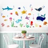 Autocollant de décoration murale sous-marine, bulle de poisson étoile de mer, pour salons, dessin animé 3D, salle de bains, chambre d'enfants, décoration de la maison