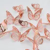 NewButterfly decalques 12pcs adesivos de parede 3d decoração de geladeira 3 tamanhos para festa quarto casamento sala de estar bolo de decoração RRE11769