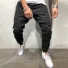 Pantalones de lápiz casual joggers pantalones de chándal hombres hip hop sólido pantalones delgados 2019 otoño nueva moda masculina streetwear pantalones de algodón x0615