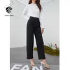 FANSILANEN White Black High-Waisted Jeans Women Straight Loose Spring Style Wide-leg Pants Vintage Streetwear 210607