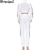 Sweatsuit för kvinnor exponerade navel casual outfits matchande set elastiska midja mode ankomst deportivas mujer 210513