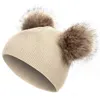 Bonnet tricoté pour enfants Super grand bonnet en laine Double boule bébé bébé enfant en bas âge bébé filles garçons chapeau d'hiver chaud 591 Y2