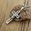 ZORCVENS Punk Vintage Silver Color Cross Necklace INRI Crucifix Jesus Piece Pendant in Stainless Steel Jewelry