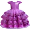 Pegeant Sequined Backless Kids Dresses for Girls Wedding Party Princess Dresses Baby Girls First Communion Layered Tutu Dresses Q0716
