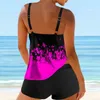 المرأة ملابس زائد الحجم طباعة strappy عودة tankini مجموعة قطعتين المايوه swimdress 2021 امرأة الصيف الشاطئ ارتداء البدلة s-xxl