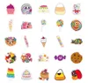 50Pcs-Pack Candy Cake Sweet Ice Cream Vinyl Sticker Waterproof Stickers for Water Bottle Laptop Planner Scrapbook Wall Skateboard Journal Bomb Box Organizer Decal