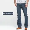 Męskie Cut Cut Dżinsy Lekko Flared Slim Fit Blue Black Spodnie Designer Classic Male Stretch Denim Spodnie