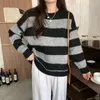 Women's Sweaters Casual Sweater 2021 Autumn And Winter Loose Round Neck Striped Thick Pullover Korean Fashion Clothing