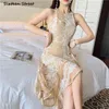 Mouwloze kanten jurk vrouw vintage zomer diamant omhelzing ruches vestido vrouwelijke luxe partij es kleding 210603